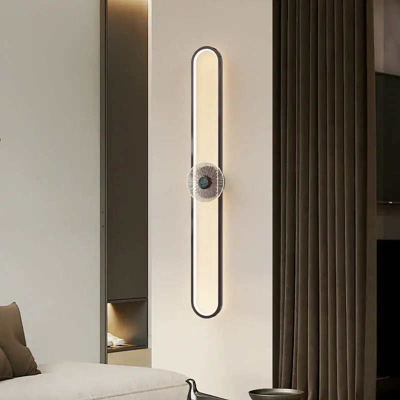 Modern minimalist silver led strip wall light with sleek black frame and crystal element for living room decorbites led strip