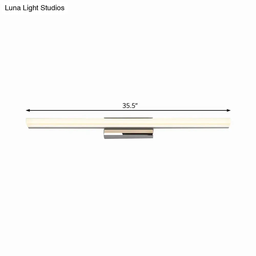 Modern minimalist 35.5-inch silver led vanity lamp wall sconce with sleek rectangular design and brushed nickel finish light bulb