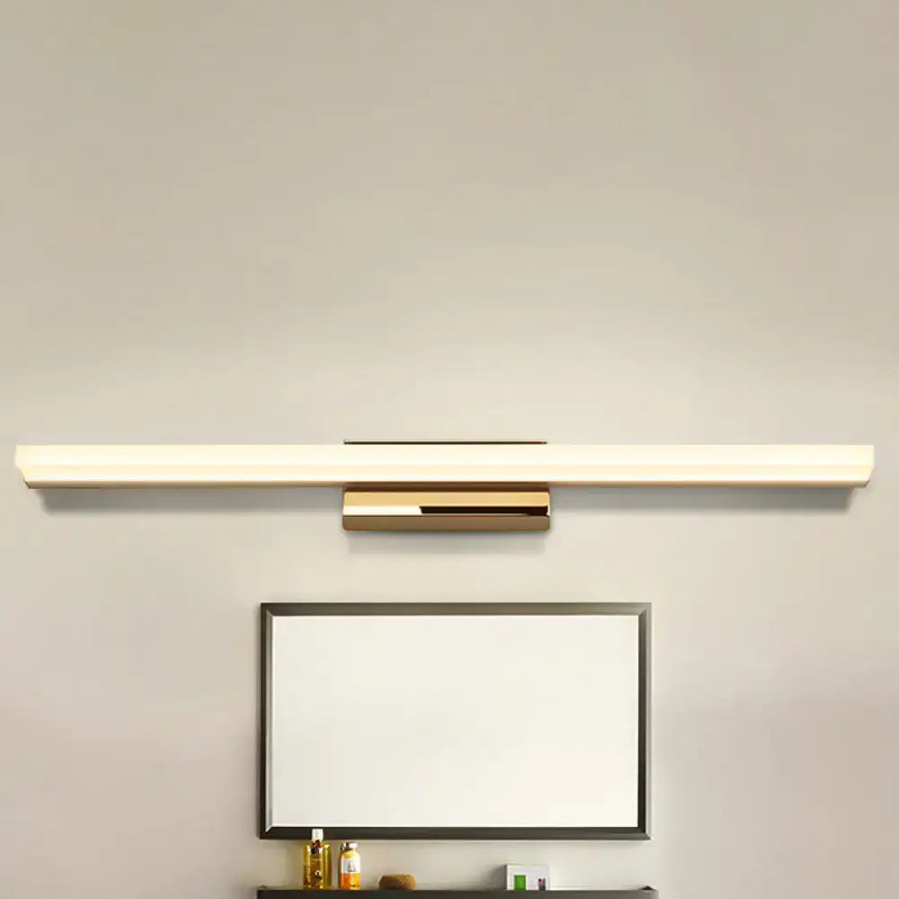 Modern minimalist silver vanity lamp with gold-finished wall-mounted light fixture and diffused white illumination