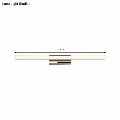 A modern style silver led vanity lamp with frosted glass diffuser and brushed nickel finish for bathroom wall lighting
