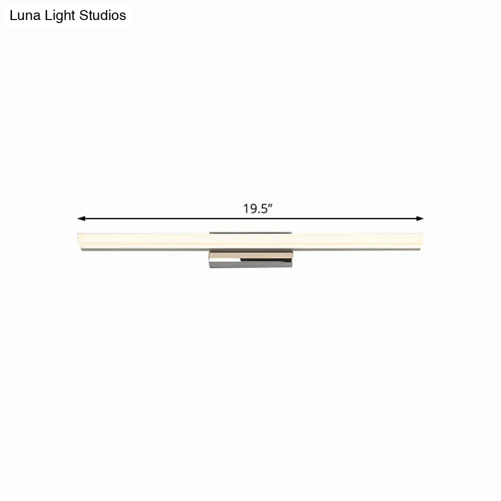 Modern minimalist silver led vanity lamp wall sconce with frosted glass diffuser and polished chrome finish light bulb