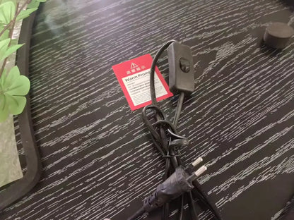 Black electrical cord with gray toggle switch and red warning label for decorbites green plant mural wall lamp