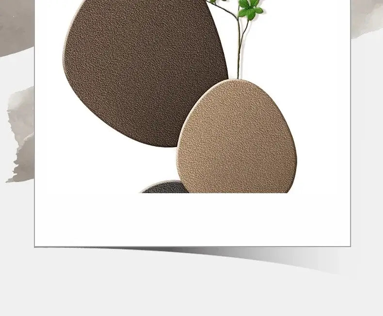 Two oval textured brown makeup sponges with soft porous surface for decorbites green plant mural wall lamp decor