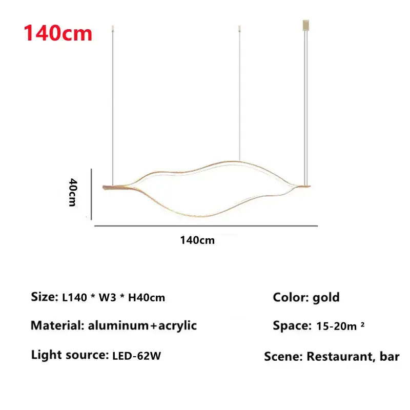 Gold-colored modern decorbites lip shaped chandelier with sleek aluminum and acrylic design for living room decor