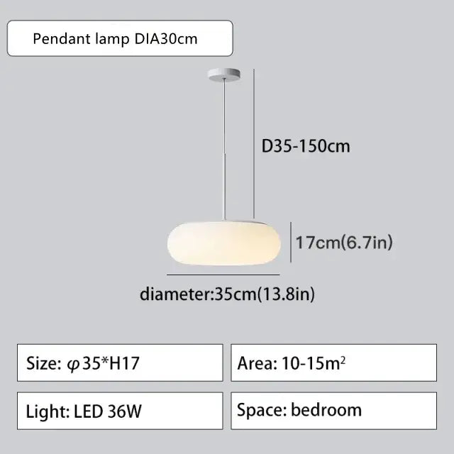 Modern minimalist white ceiling pendant lamp with a frosted glass shade and slender metallic stem for kitchen or bedroom