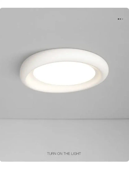 Modern minimalist white cream led ceiling lamp with smooth circular recessed design for bedroom decorbites cream led