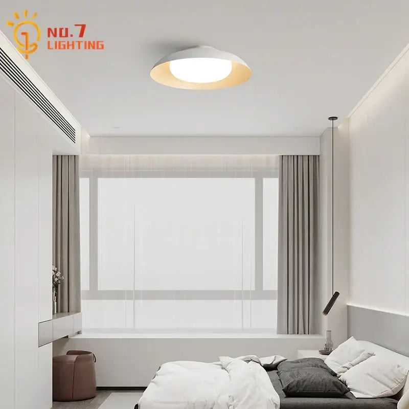 White circular cream wind ceiling light with warm glow minimalist design for modern living room decorbites cream wind ceiling
