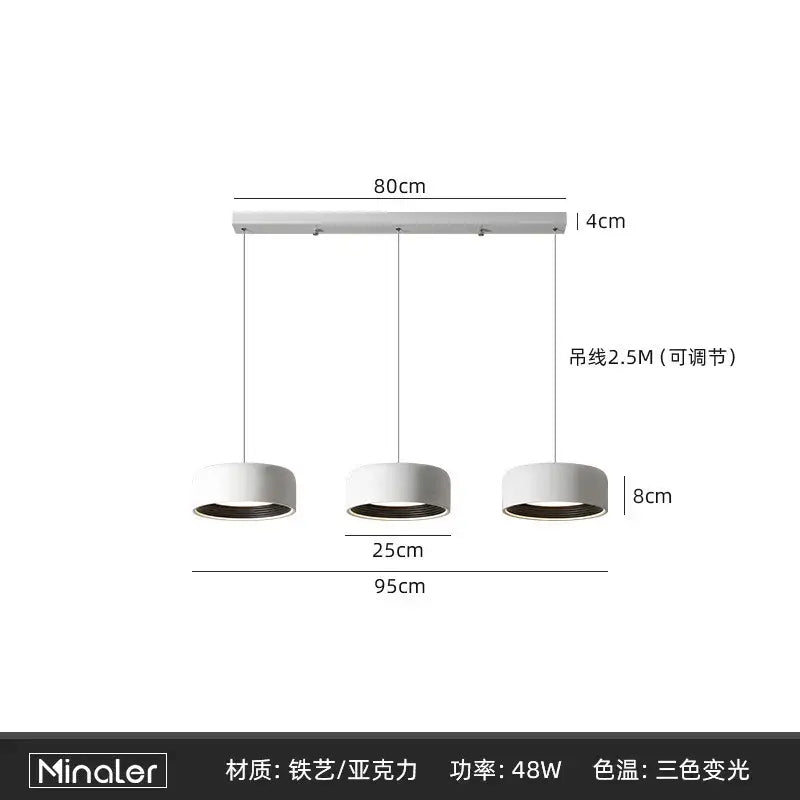 Modern minimalist white designer led chandelier featuring a cylindrical pendant with metallic finish and adjustable cords by decorbites designer led