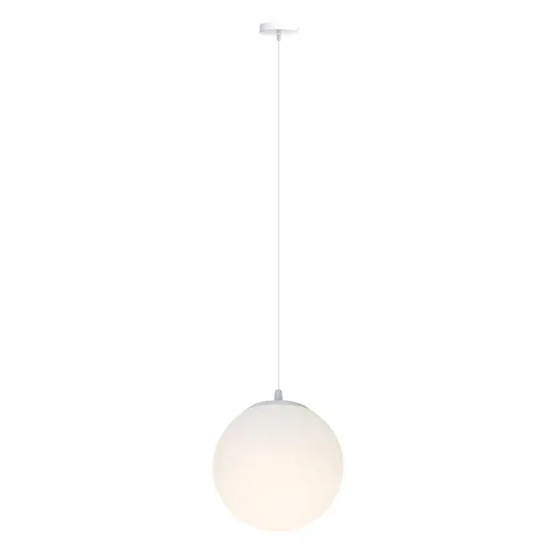 Modern minimalist white frosted acrylic ball pendant light with a sleek metal fixture for dining room decorbites frosted acrylic