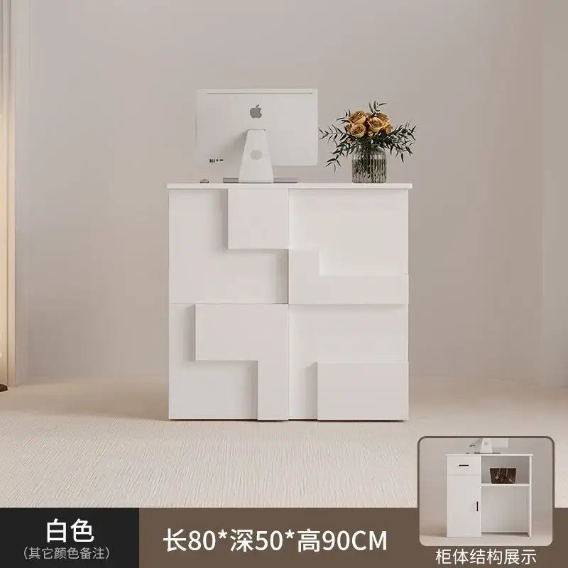 Modern minimalist white geometric living room lockers with clean surfaces and smooth design for living room storage