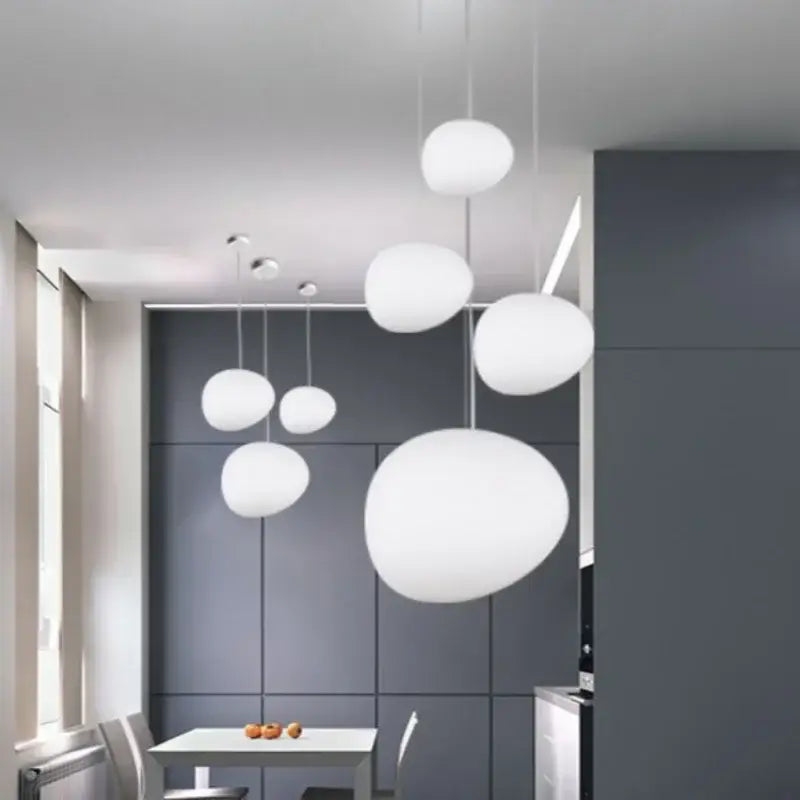 Modern minimalist white glass ball led pendant lights with decorbites glass ball design for living room decor