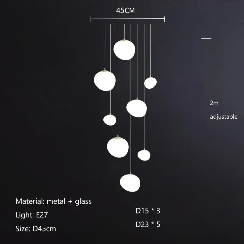Modern minimalist white glass ball led pendant lights with seven spherical shades and metal hardware for living room decorbites glass ball pendant lights