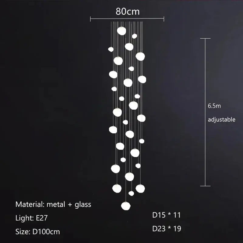 A modern minimalist white glass ball led pendant light with adjustable cascading decorbites glass ball design for living room decor