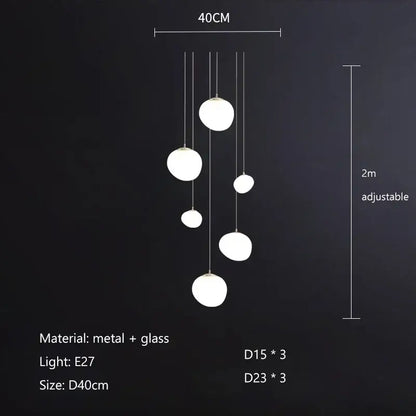 Modern minimalist white glass ball led pendant lights with adjustable metal suspension for living room decorbites pendant lights