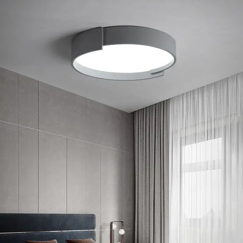 Modern minimalist gray and white decorbites led ceiling lamp with soft white illumination for bedroom decor