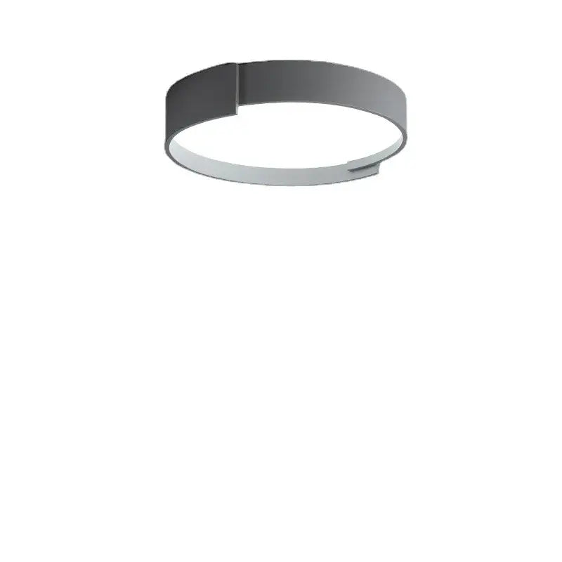 Modern minimalist white and gray led ceiling lamp with sleek circular design and matte gray brushed silver finishes by decorbites