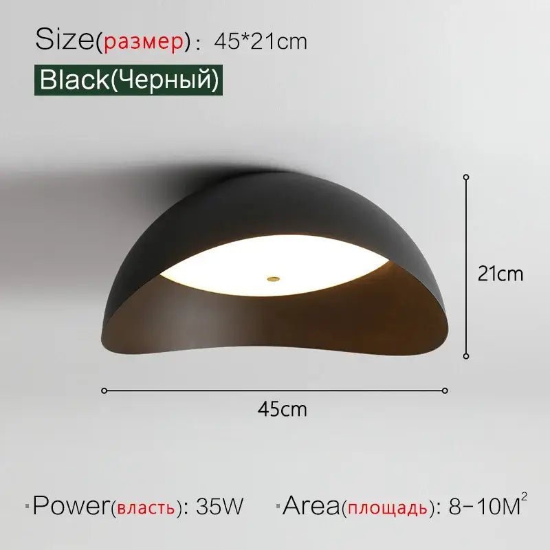 Modern minimalist black semi-spherical ceiling lamp with smooth matte finish and warm white light for bedroom decorbites ingot ceiling lamp