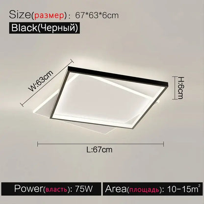 Black rectangular led ceiling lamp with slim frame and modern minimalist design for bedroom ambient light decorbites led ceiling