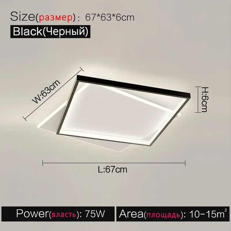 Black rectangular led ceiling lamp with slim frame and modern minimalist design for bedroom ambient light decorbites led ceiling