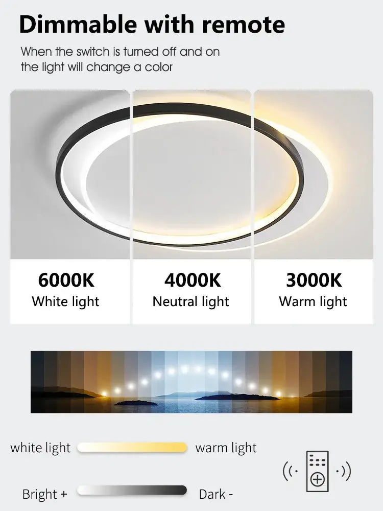Modern minimalist white led ceiling lamp with sleek black and white design and dimmable color-changing lighting for bedroom decorbites led ceiling