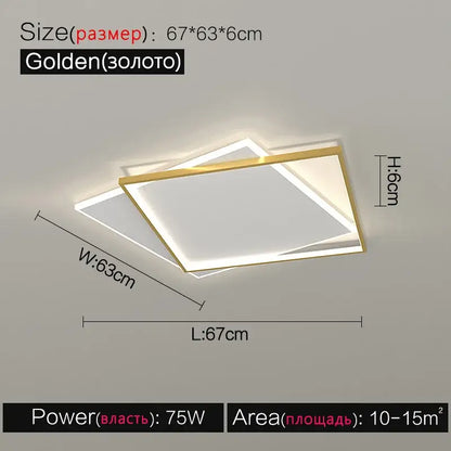 Modern minimalist white ceiling lamp with golden rectangular led ceiling light and slim overlapping design for bedroom decorbites led ceiling
