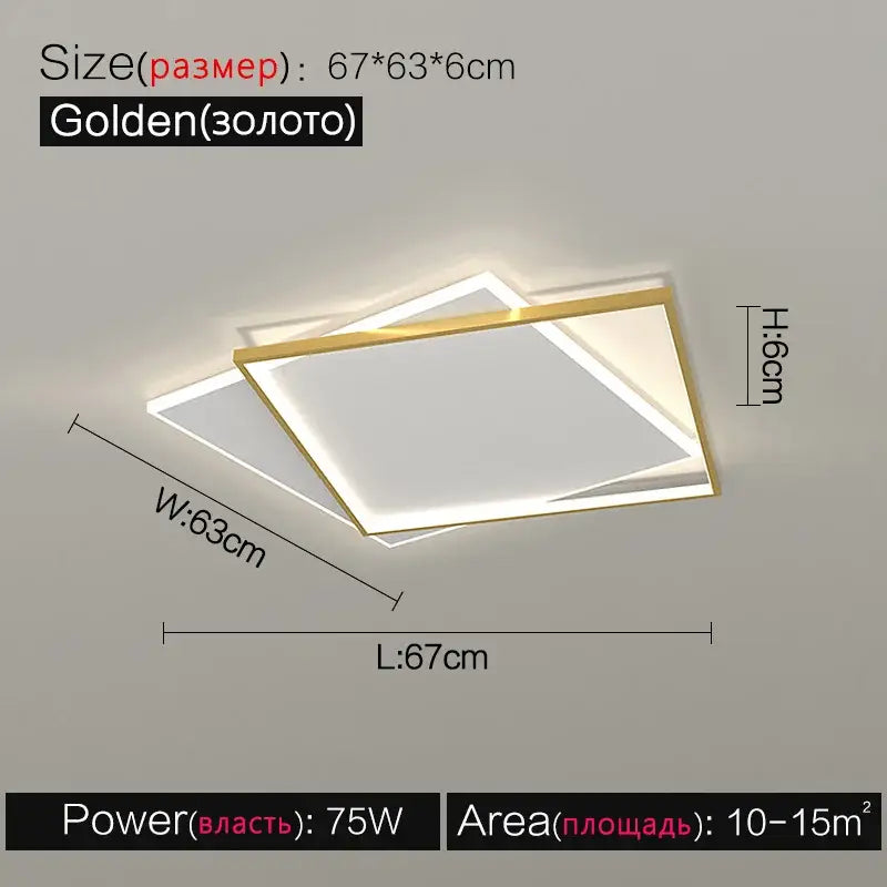 Modern minimalist white ceiling lamp with golden rectangular led ceiling light and slim overlapping design for bedroom decorbites led ceiling