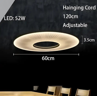 Modern minimalist white led pendant light with circular design warm white illumination and adjustable 120cm hanging cord