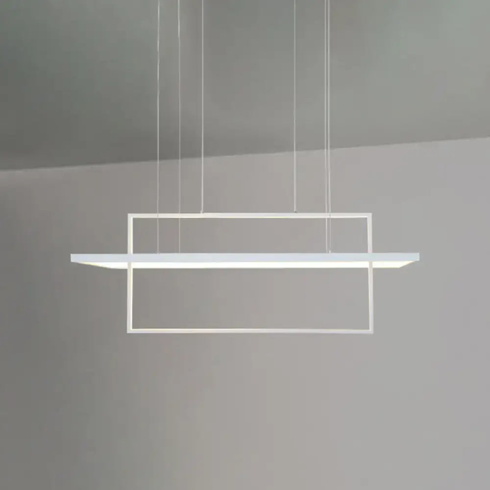Minimalist white led rectangular pendant light with sleek design and thin cords for kitchen x10 x12 lighting solutions