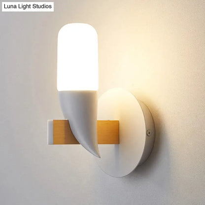 Modern minimalist white and wood wall lamp with adjustable size range for bedroom wall light installation