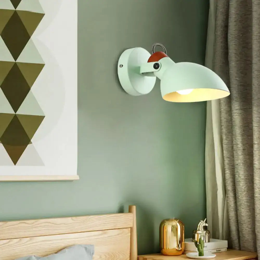 Modern mint green and red metal wall mounted sconce light with adjustable arm bedroom inch fixture