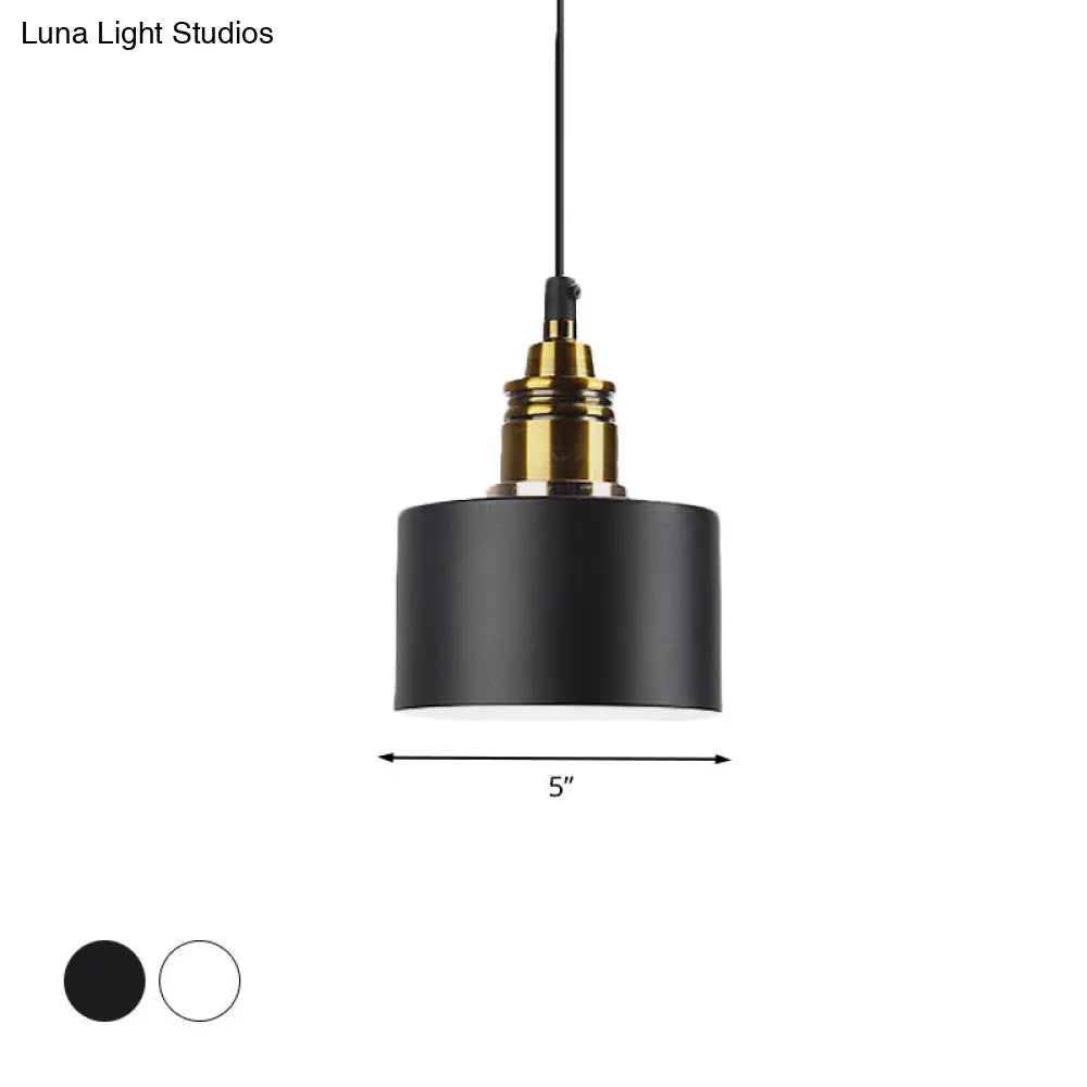 Modern Monochrome Round Shade Hanging Light - Stylish Aluminum Pendant for Study Room