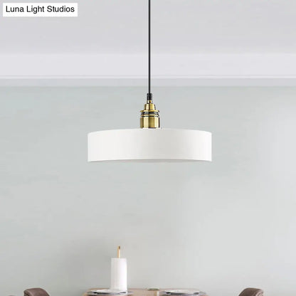 Modern Monochrome Round Shade Hanging Light - Stylish Aluminum Pendant for Study Room