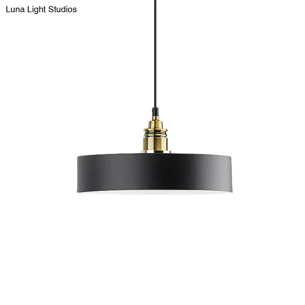 Modern Monochrome Round Shade Hanging Light - Stylish Aluminum Pendant for Study Room