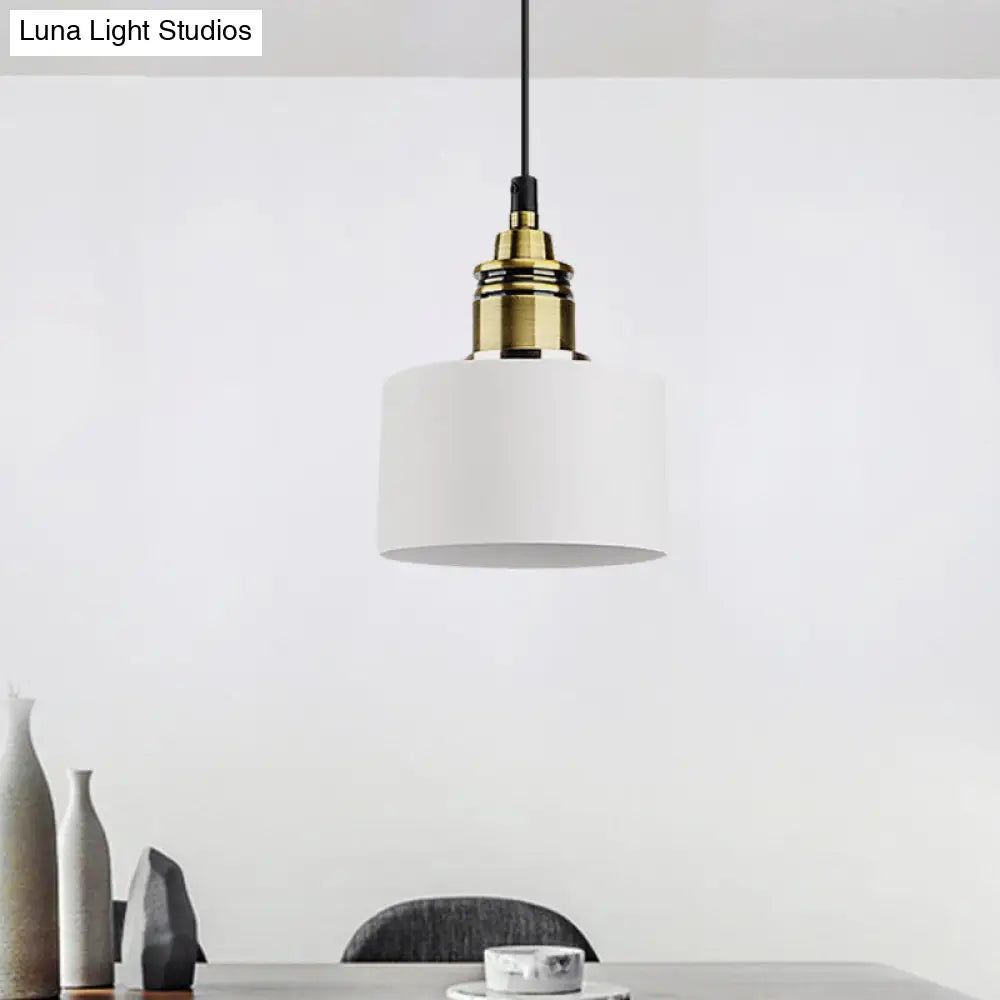 Modern Monochrome Round Shade Hanging Light - Stylish Aluminum Pendant for Study Room