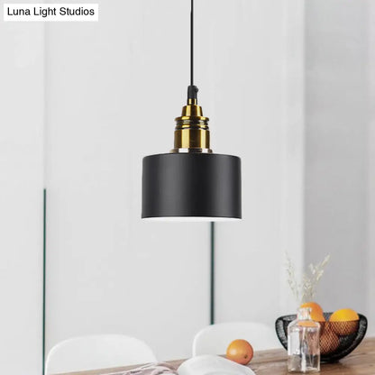 Modern Monochrome Round Shade Hanging Light - Stylish Aluminum Pendant for Study Room