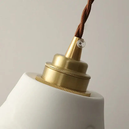 Brass-finished lamp socket with textured ridges and clear crystal accent for modern moon ceramic led pendant lamp decorbites ceramic led
