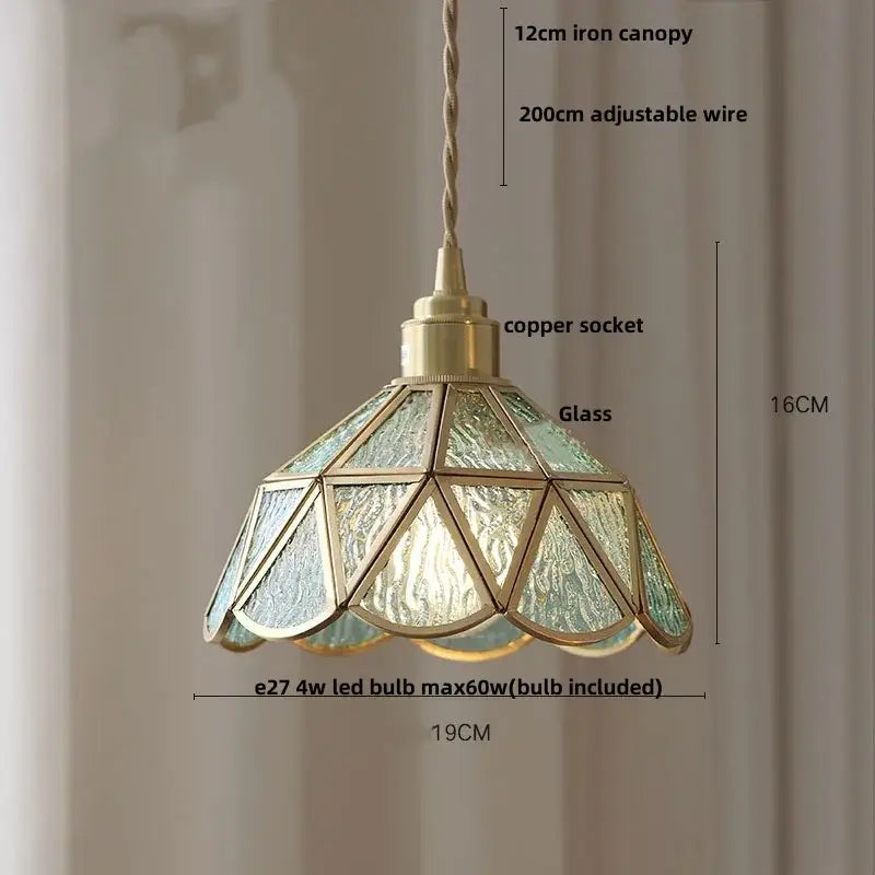 Modern moon ceramic led pendant lamp with brass frame and green glass panels for dining room decorbites ceramic led pendant