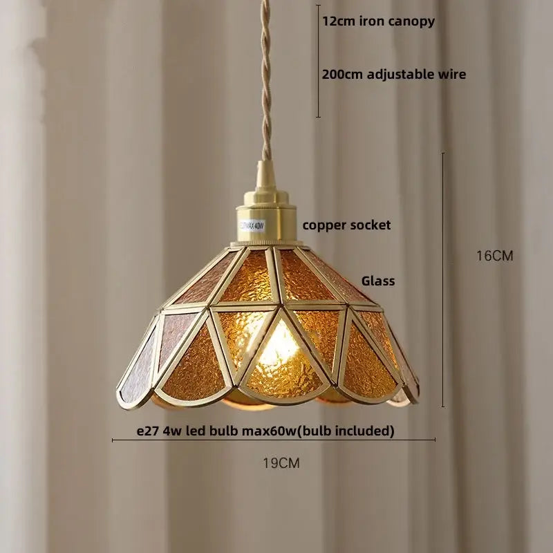 Modern moon ceramic led pendant lamp with warm-toned geometric glass, brass framing, and copper socket for dining room decorbites ceramic led