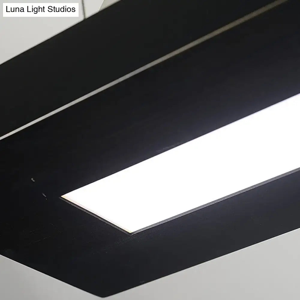 Black rectangular DecorBites modern acrylic LED island light fixture with bright panel and adjustable fixture width of 31.5/39 inches