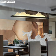Decorbites modern acrylic led island light fixture in black with sleek mountain-shaped design and adjustable fixture width