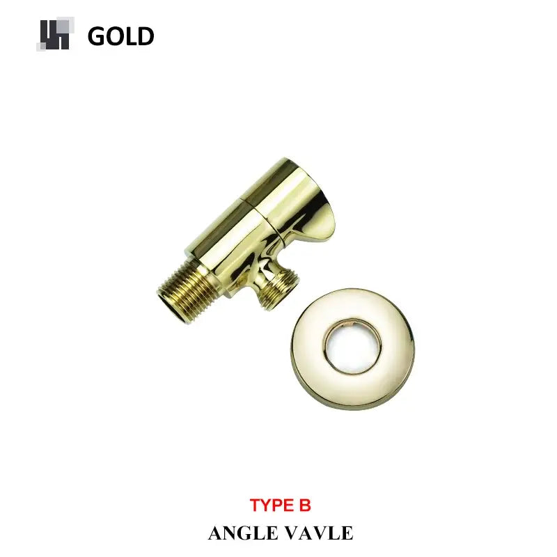 Gold-finished decorbites brass triangle valve type b with matching circular flange for modern bathroom faucet