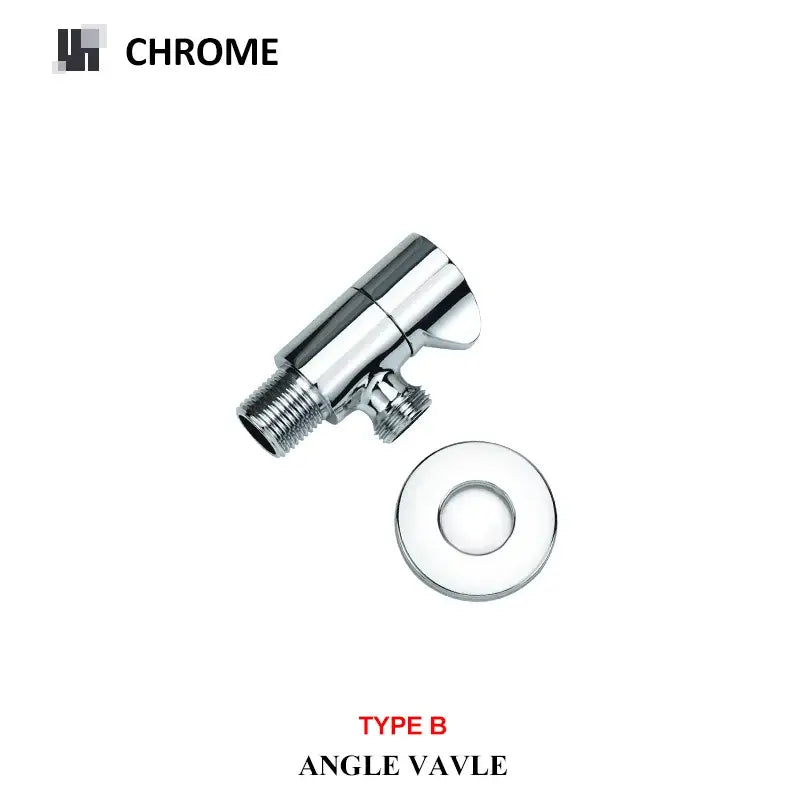 Modern multi finish decorbites brass triangle angle valve with chrome finish and matching circular flange for bathroom use