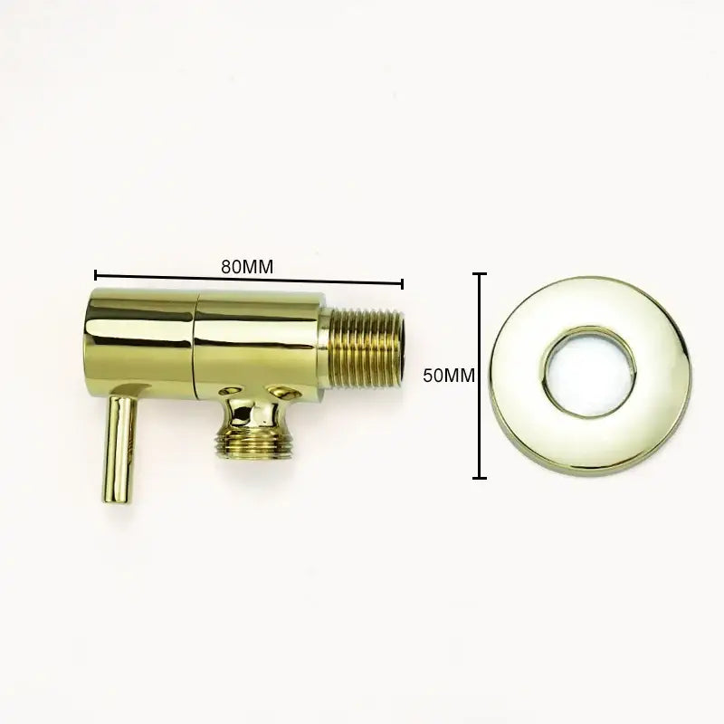Modern multi finish decorbites brass triangle valve brass triangle valve in gold-colored brass with threaded connections