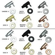 Modern multi finish decorbites brass triangle valve bathroom faucet handles in chrome matte black gold rose gold and grey