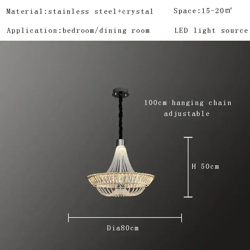 Modern multi tiered decorbites crystal ceiling chandelier with sleek stainless steel frame for bedroom or dining room lighting