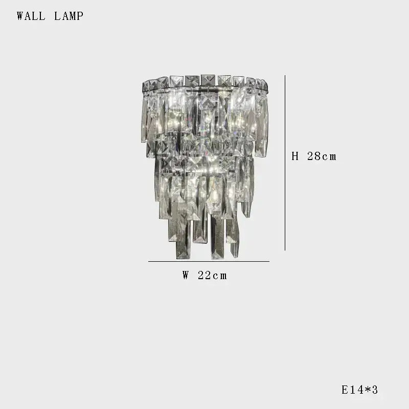 Modern multi tiered decorbites crystal ceiling chandelier with faceted glass and metallic frame for living room decor