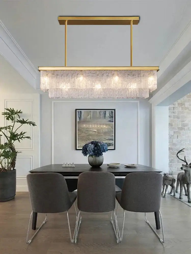 Modern multi tiered gold elegant crystal glass chandelier with textured crystal glass pendant for dining room decorbites elegant crystal