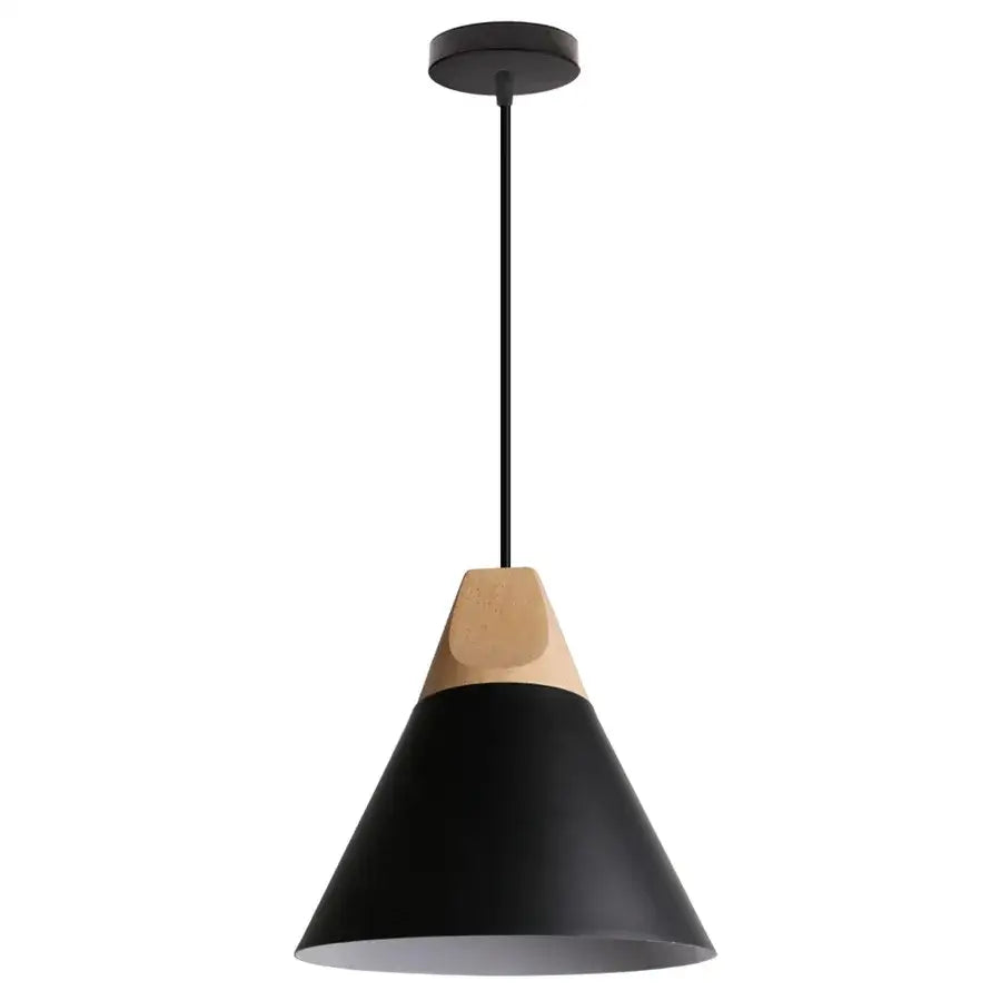 Black and light wood decorbites cone wood pendant light with sleek modern design for dining room use