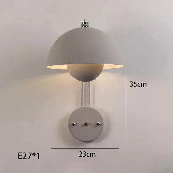 Modern matte gray wall lamp with dome shade and e27 socket for decorbites colorful led bedside bedroom lighting