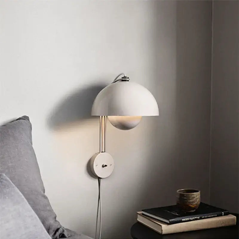 White matte wall lamp with sleek metallic arm for modern colorful led bedside decorbites bedroom lighting
